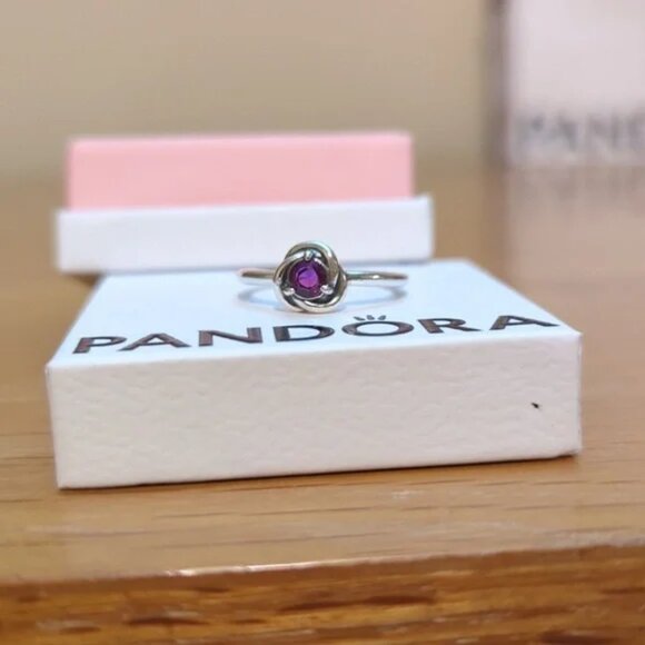 Pandora Sterling Silver February Ring Size 6 Brand New - Picture 1 of 8